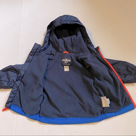 Oshkosh kids panelled mid-weight spring fall jacket blue and orange - size 12 mo - Picture 3 of 5